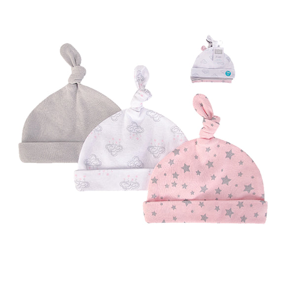 Hudson Baby 3pcs Knot Hat (0-6M)