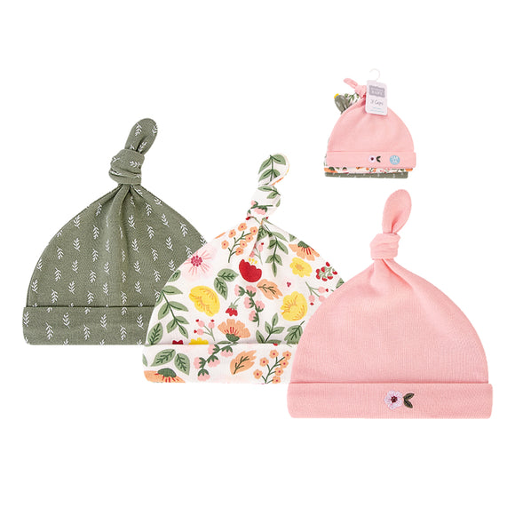 Hudson Baby 3pcs Knot Hat (0-6M)