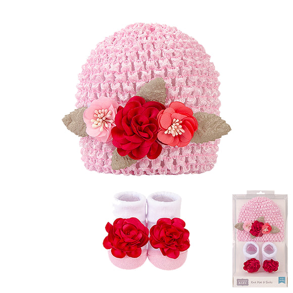 Hudson Baby 2pcs Knit Hat And Sock Set (0-9m)