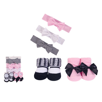 Hudson Baby 5pcs Headband & Socks Set (0-9M) - 0