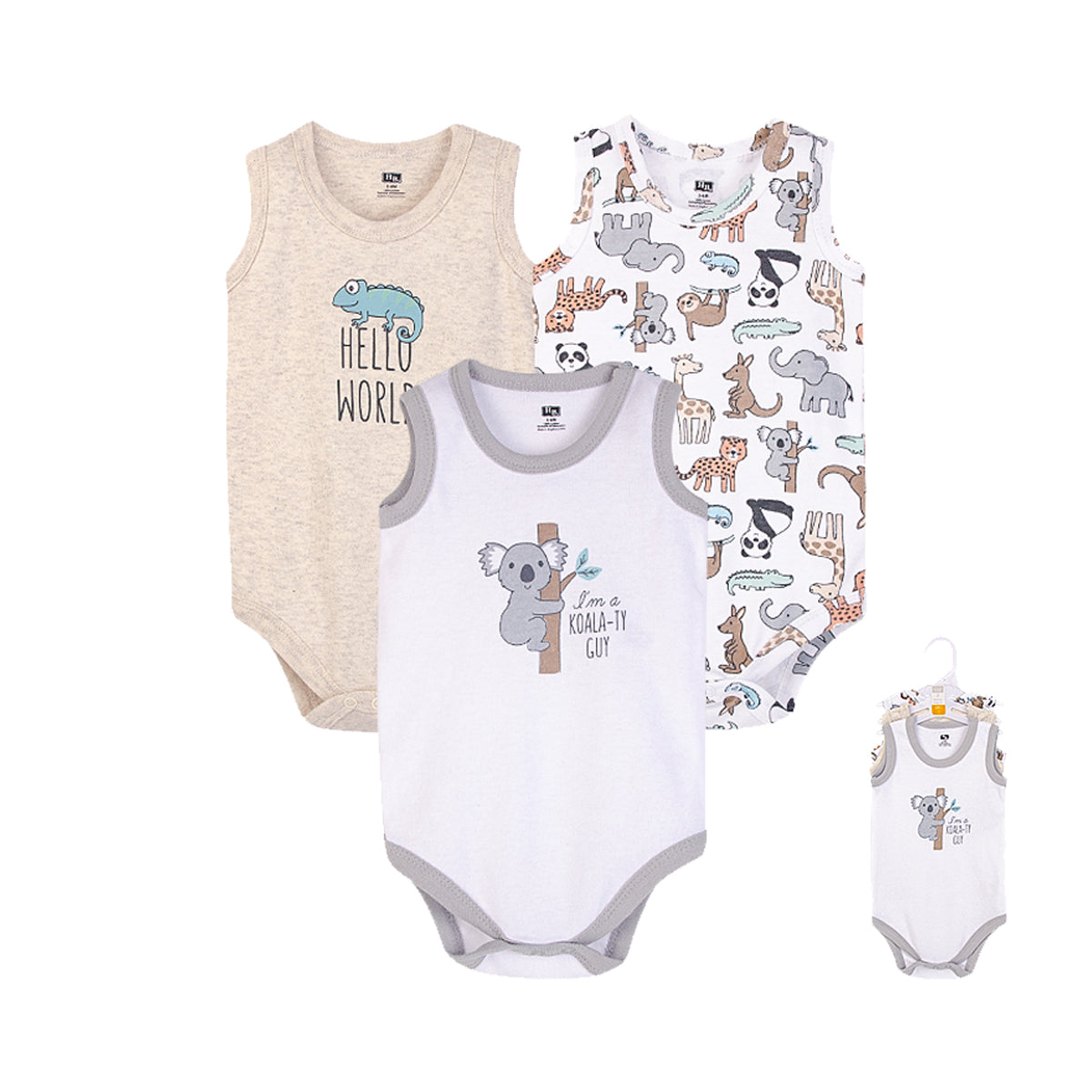 Hudson Baby 3PC Sleeveless Bodysuit Set
