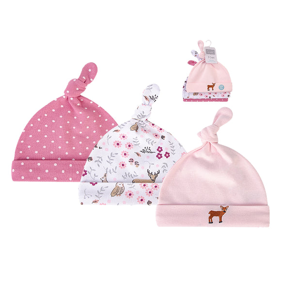 Hudson Baby 3pcs Knot Hat (0-6M)