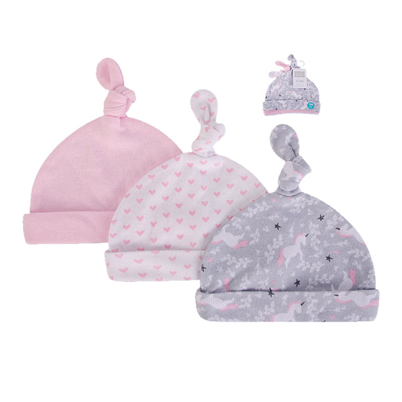Hudson Baby 3pcs Knot Hat (0-6M)