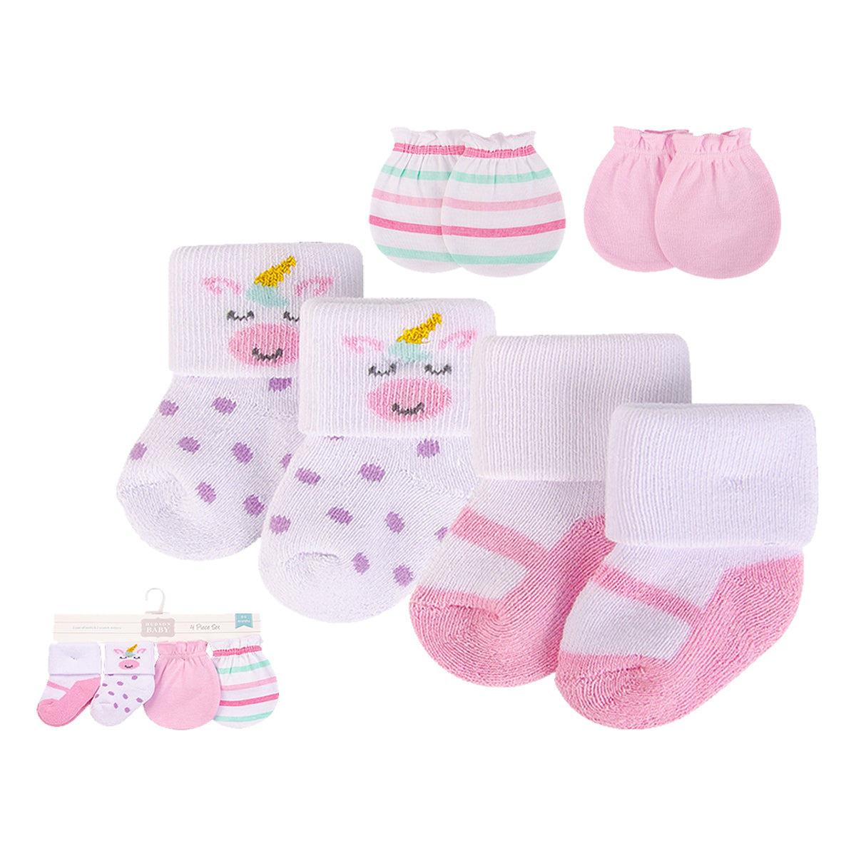 Hudson Baby 4pcs Socks and Mittens Set - 0