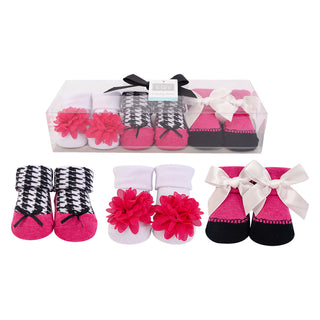 Buy dk-pink-black Hudson Baby 3 Pair Socks Gift Set