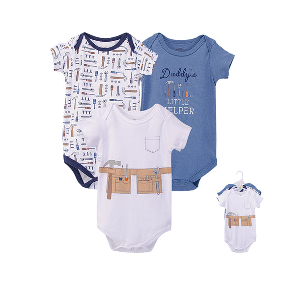 Hudson Baby 3pcs Bodysuit Short Sleeve Set (0-3m/3-6m/6-9m/9-12m)
