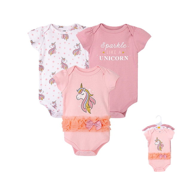 Hudson Baby 3pcs Bodysuit With Short Sleeve With TUTU (0-3M/3-6M/6-9M/9-12M)