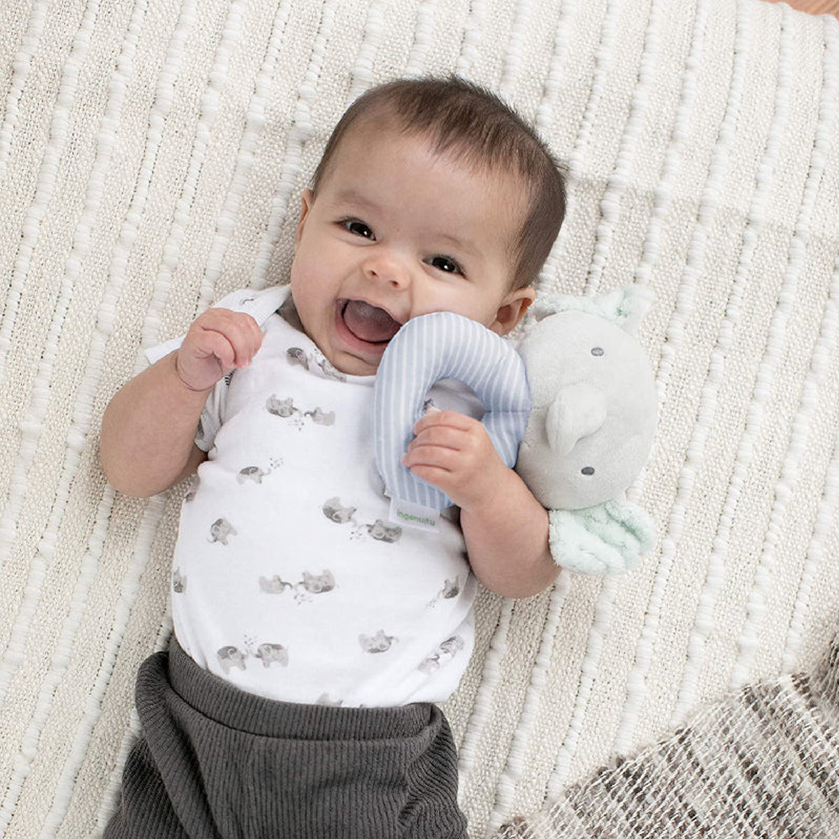 Ingenuity Premium Soft Plush Ring Rattle (Van The Elephant) | Baby ...
