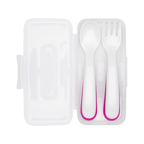 OXO Tot On-the-Go Plastic Fork and Spoon Set with Travel Case