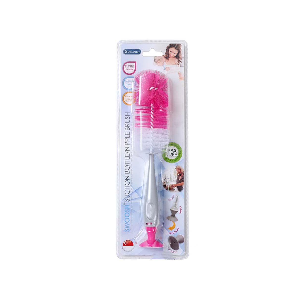 Lucky Baby Swoosh 2in1 Suction Bottle/Nipple Brush - 0