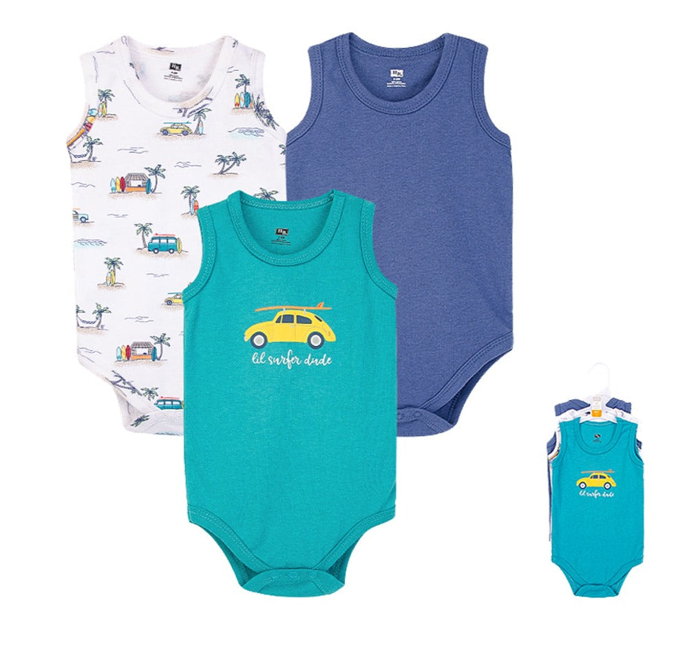 Hudson Baby 3PC Sleeveless Bodysuit Set