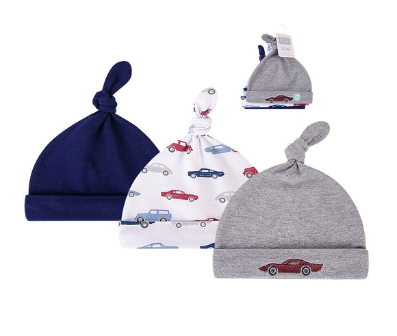 Hudson Baby 3pcs Knot Hat (0-6M)