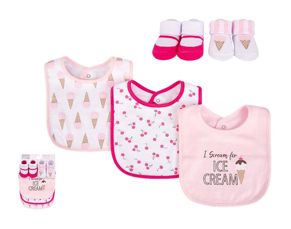 Hudson Baby 5pcs Bib And Sock Set (0-9m)