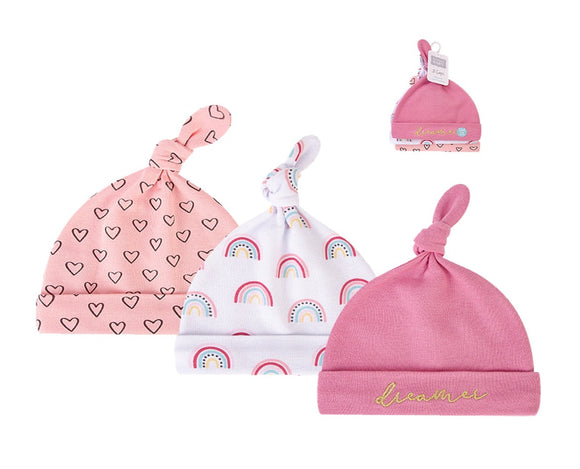 Hudson Baby 3pcs Knot Hat (0-6M)