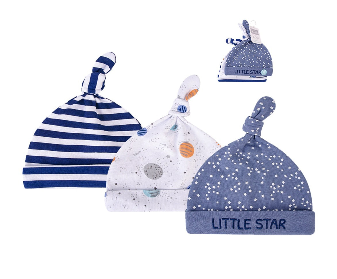 Hudson Baby 3pcs Knot Hat (0-6M)
