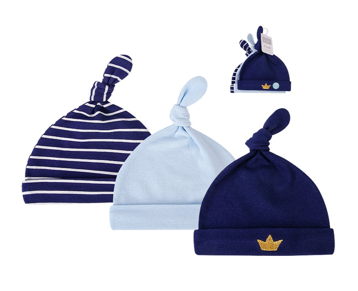Hudson Baby 3pcs Knot Hat (0-6M)