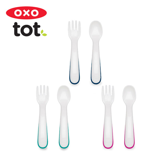 OXO Tot On-the-Go Plastic Fork and Spoon Set with Travel Case