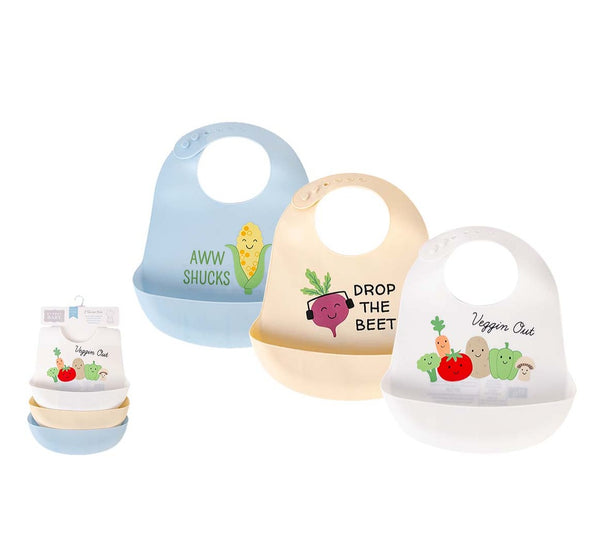 Hudson Baby 3pcs Silicone Bibs