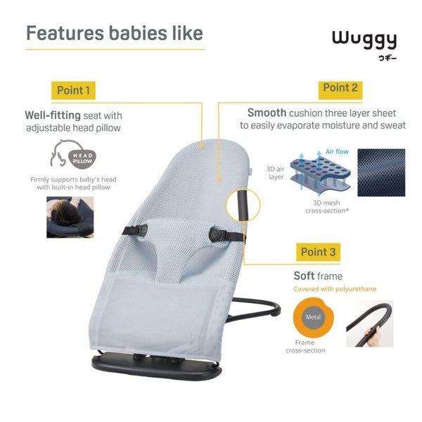 Pigeon Wuggy Baby Bouncer (Dark Blue/Light Gray)